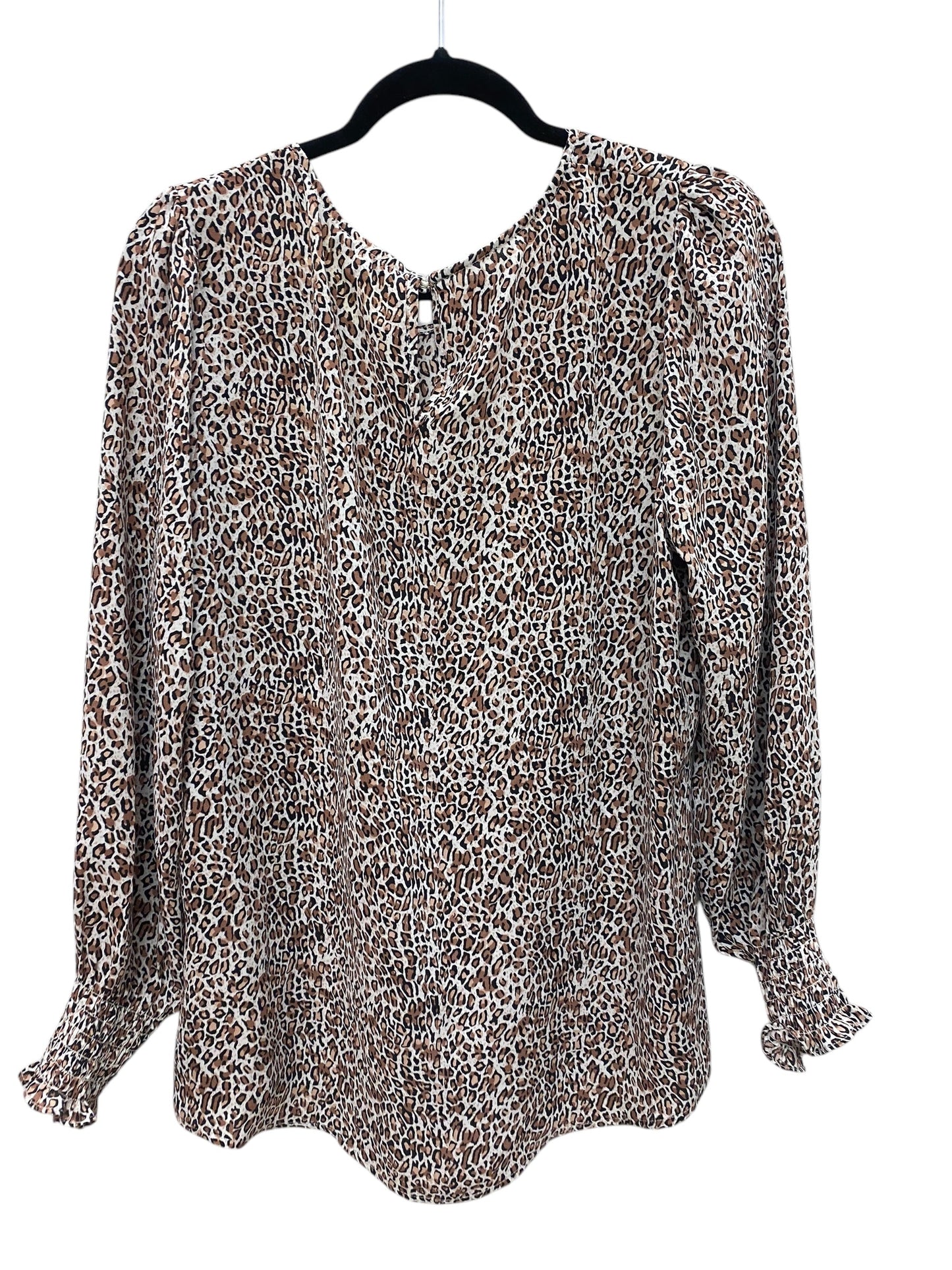 Top Long Sleeve By Adrianna Papell In Animal Print, Size: L