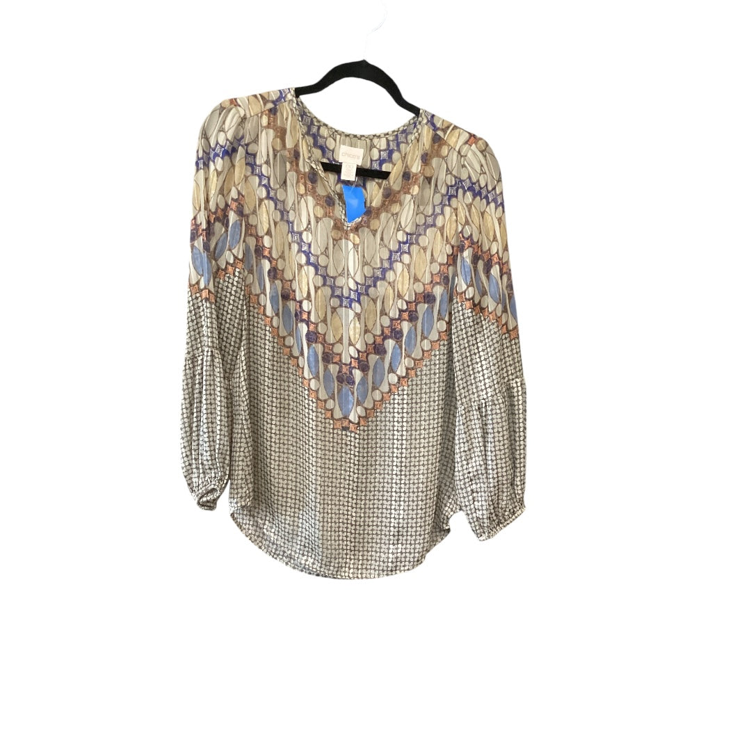 Top Long Sleeve By Chicos In Multi-colored, Size: Xs