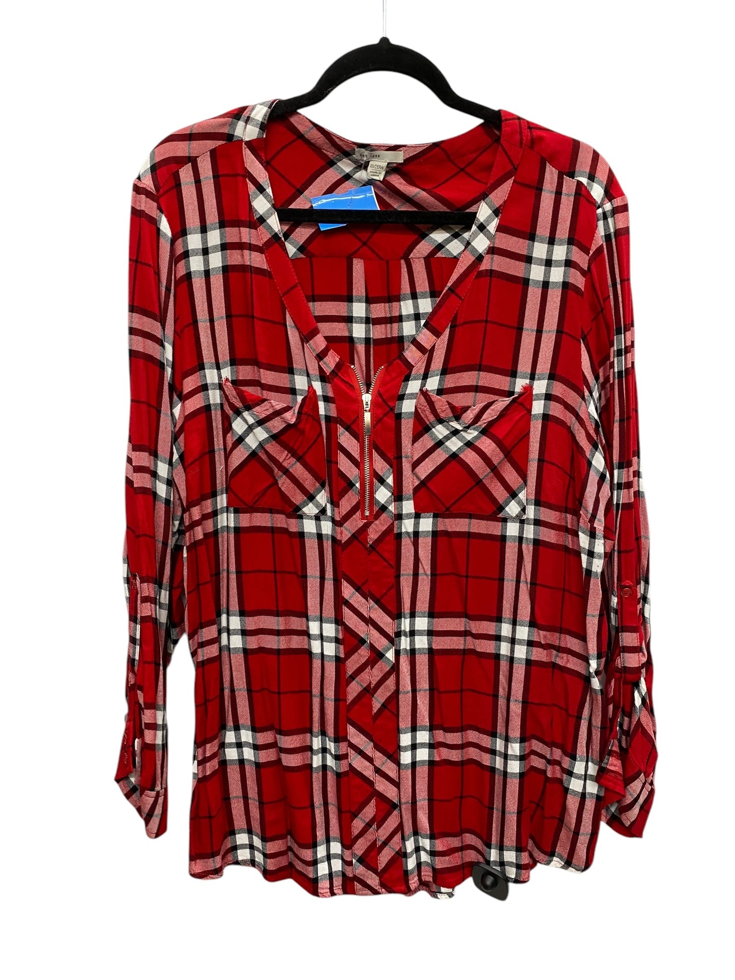 Top Long Sleeve By Cato In Red, Size: 1x