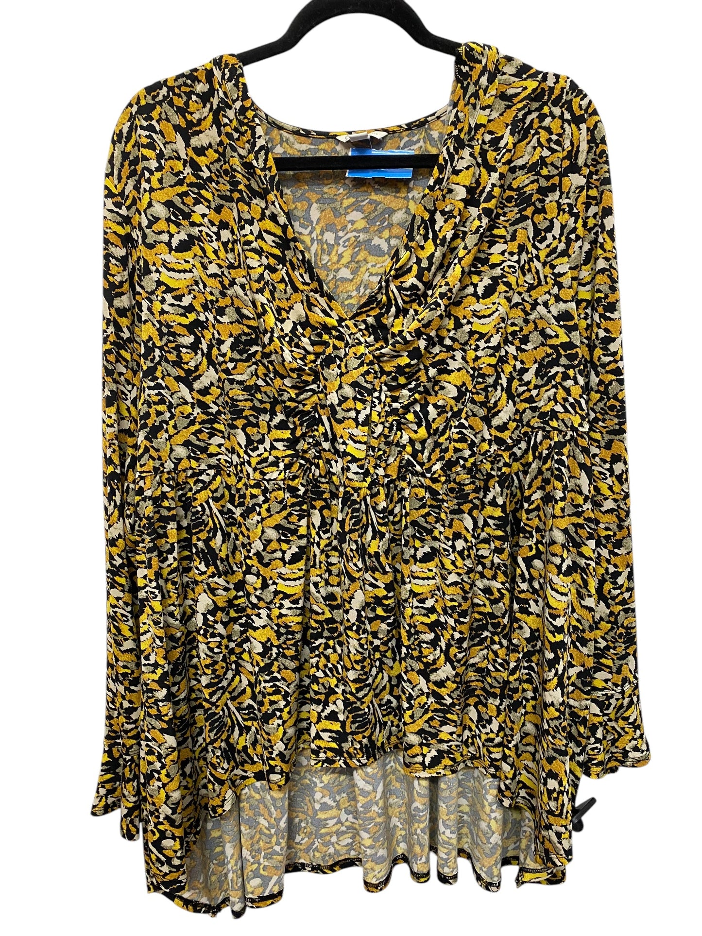 Top Long Sleeve By Cato In Yellow, Size: 2x