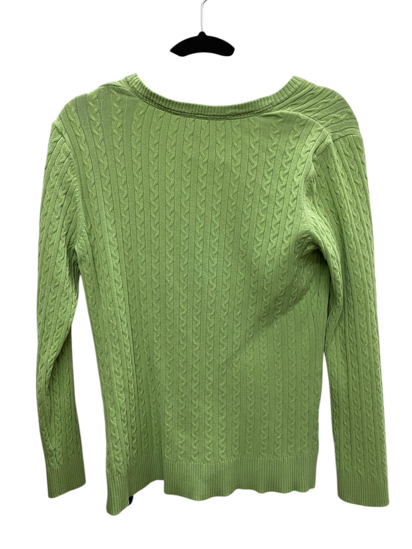 Top Long Sleeve By Basic Editions In Green, Size: M