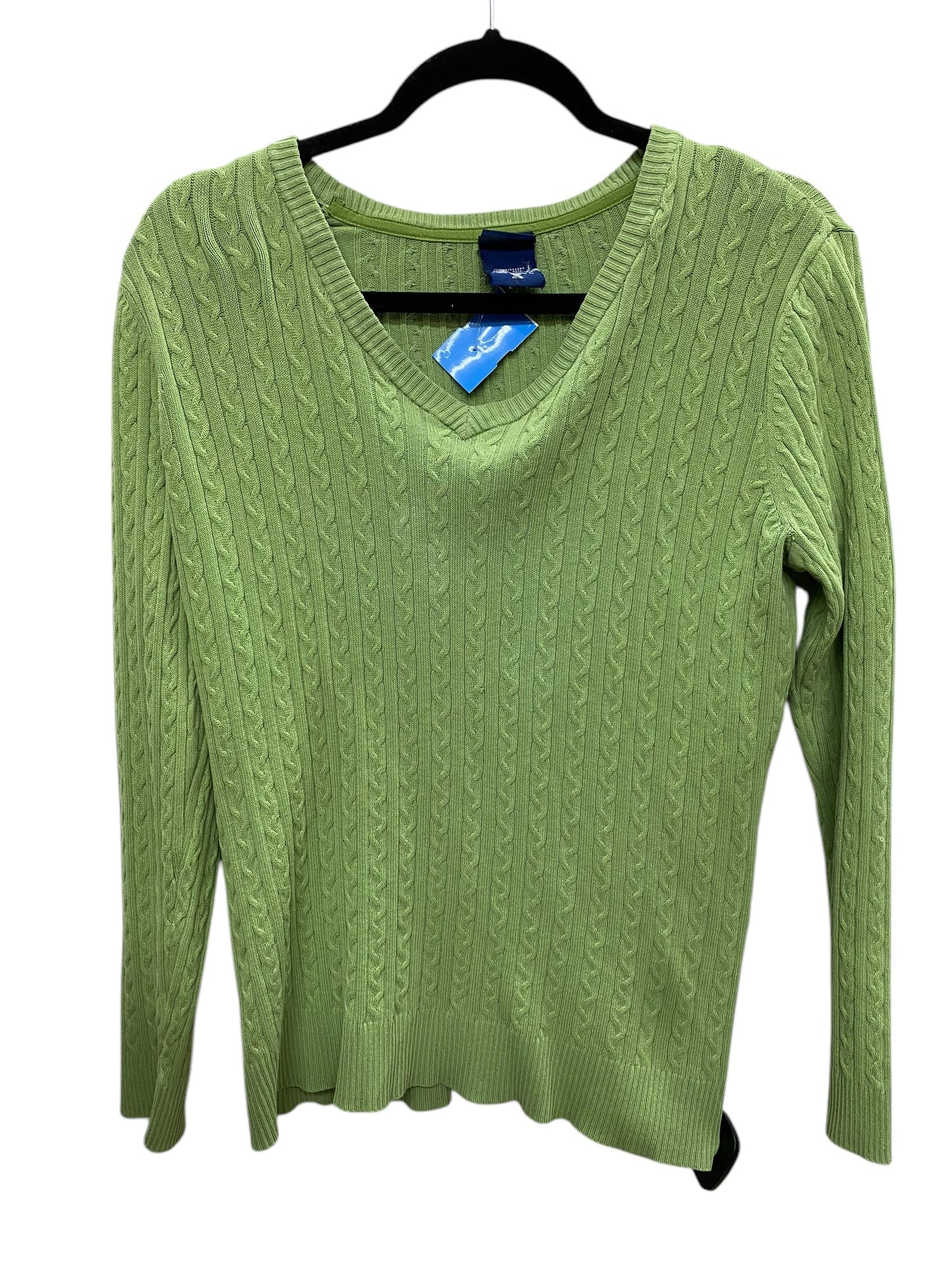 Top Long Sleeve By Basic Editions In Green, Size: M