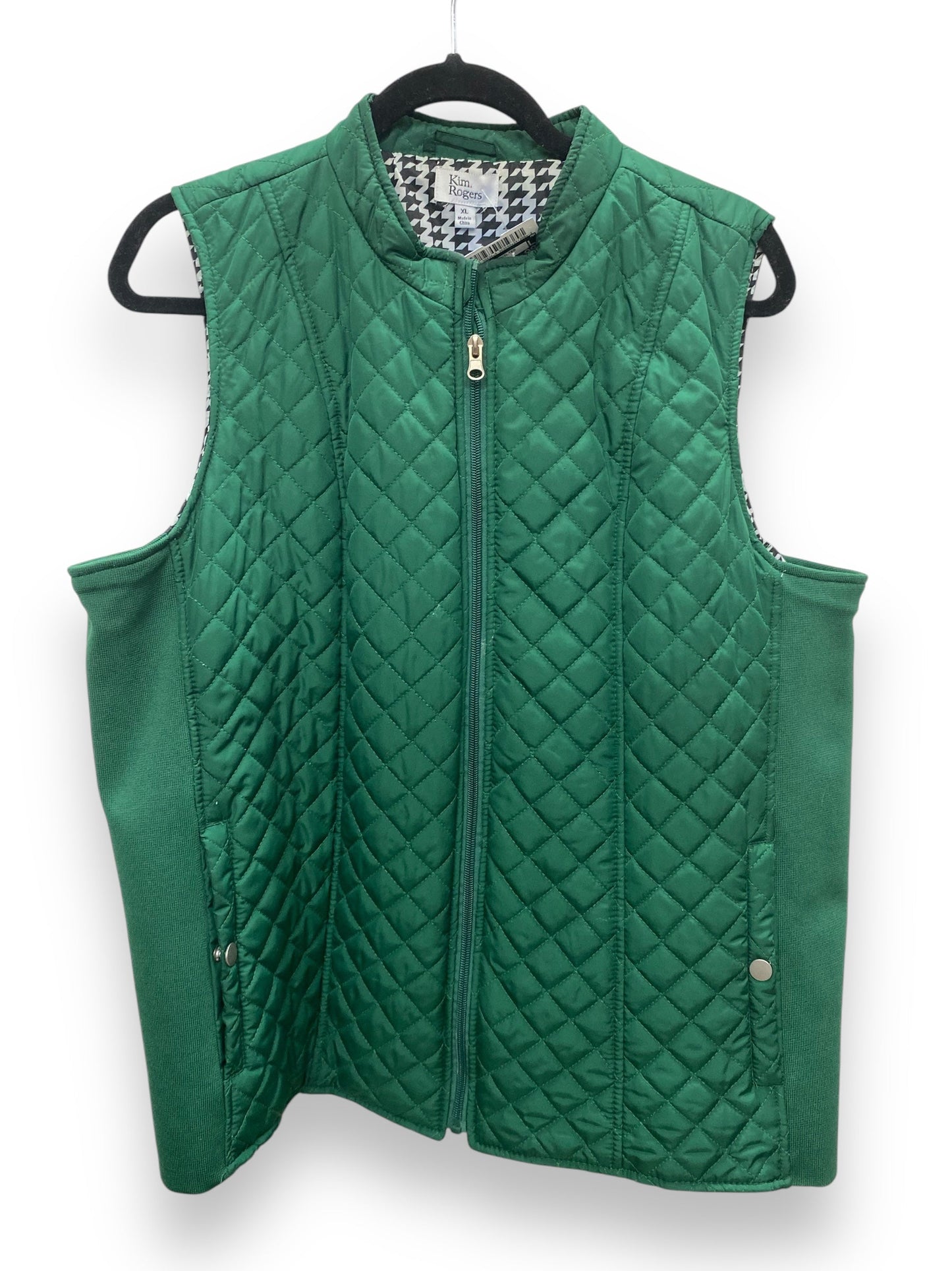 Vest Puffer & Quilted By Kim Rogers In Green, Size: Xl