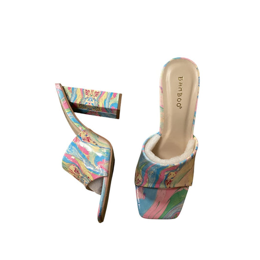 Sandals Heels Block By Bamboo In Multi-colored, Size: 7.5