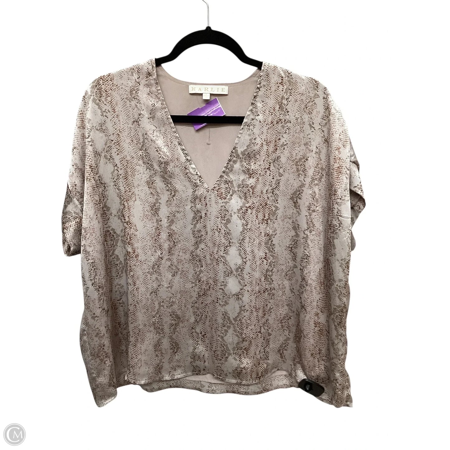 Top Short Sleeve By Karlie In Snakeskin Print, Size: S
