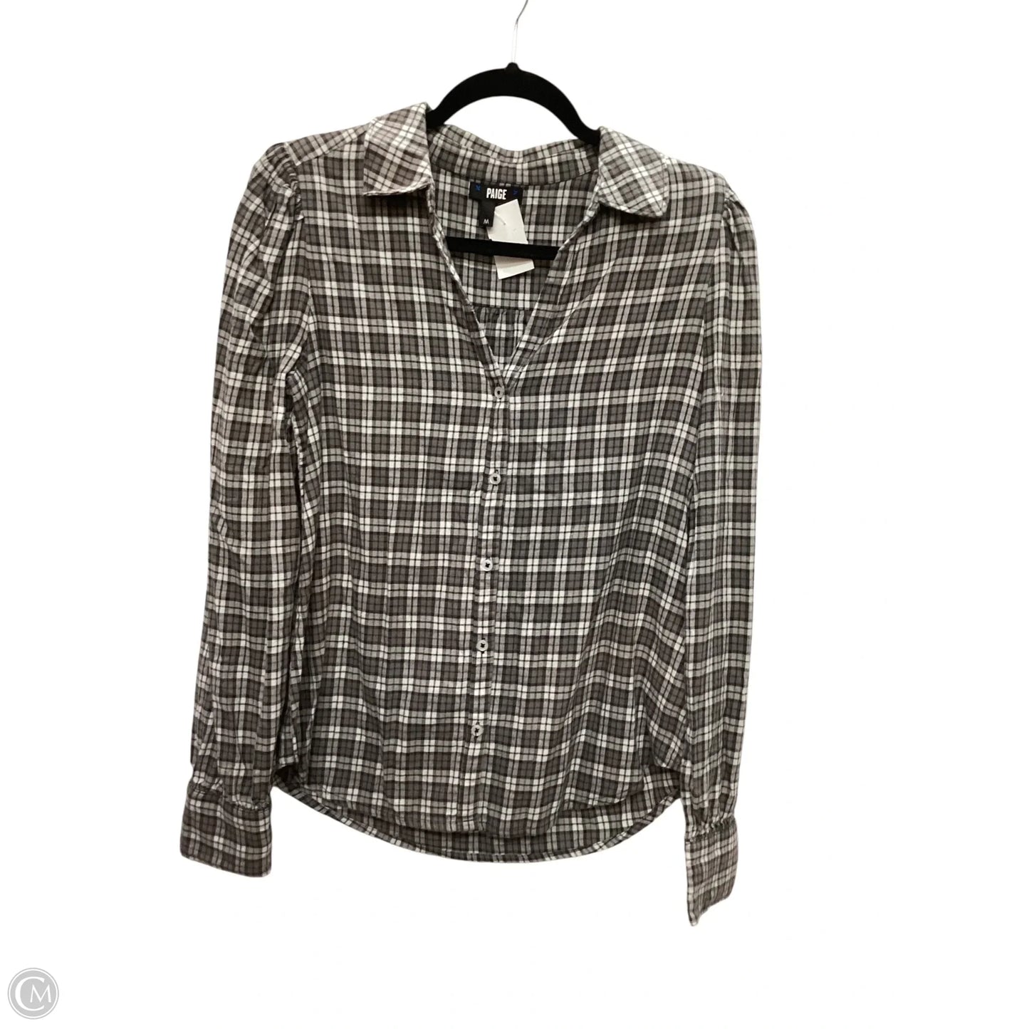 Top Long Sleeve By Paige In Plaid Pattern, Size: M