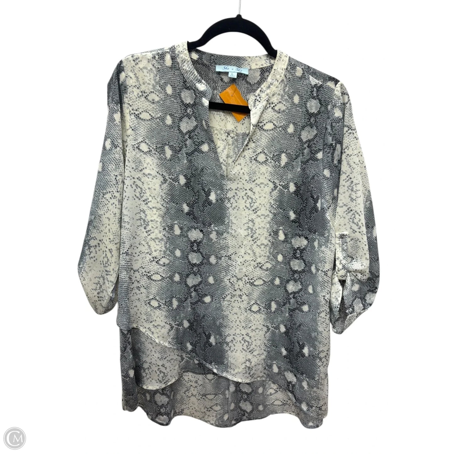 Blouse Long Sleeve By She + Sky In Snakeskin Print, Size: L