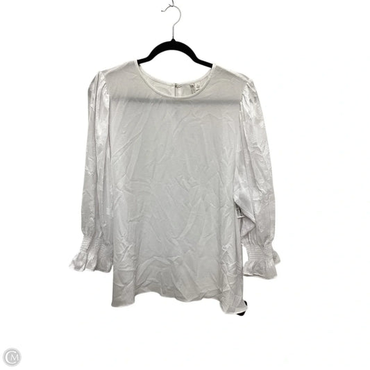 Blouse Long Sleeve By Cato In White, Size: L