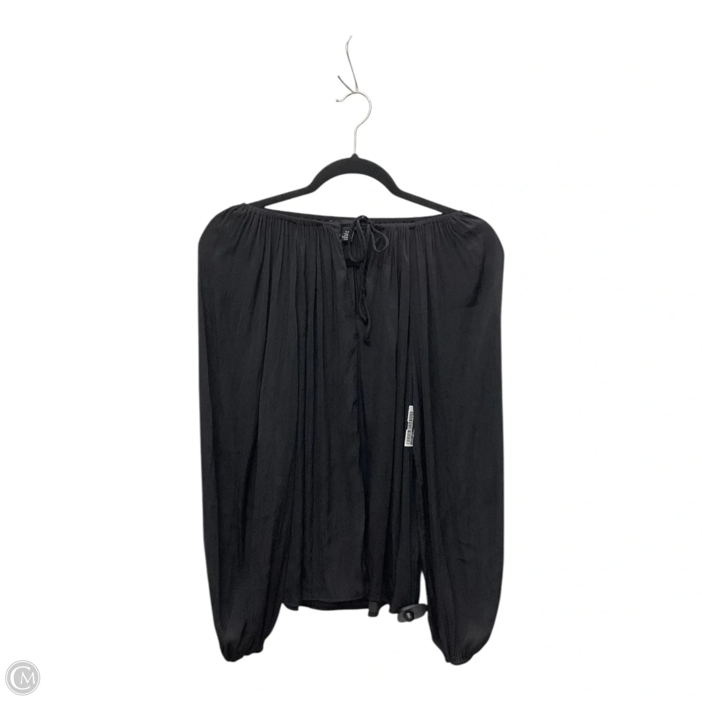 Blouse Long Sleeve By Joan Vass In Black, Size: S