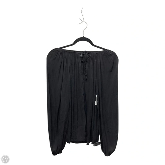 Blouse Long Sleeve By Joan Vass In Black, Size: S