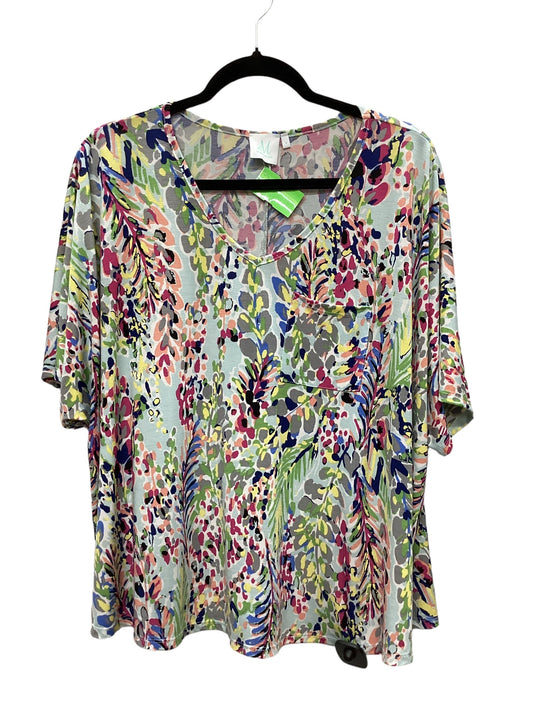 Floral Print Top Short Sleeve Clothes Mentor, Size S
