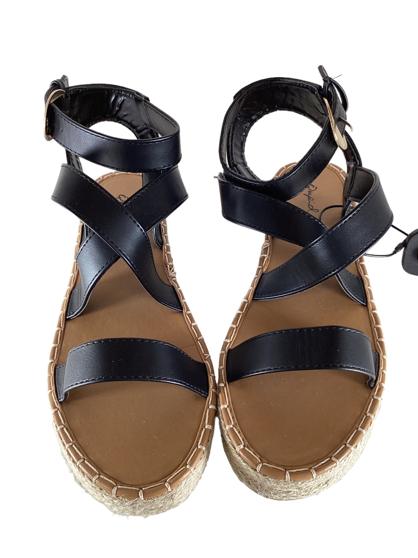 Black Sandals Flats Qupid, Size 8