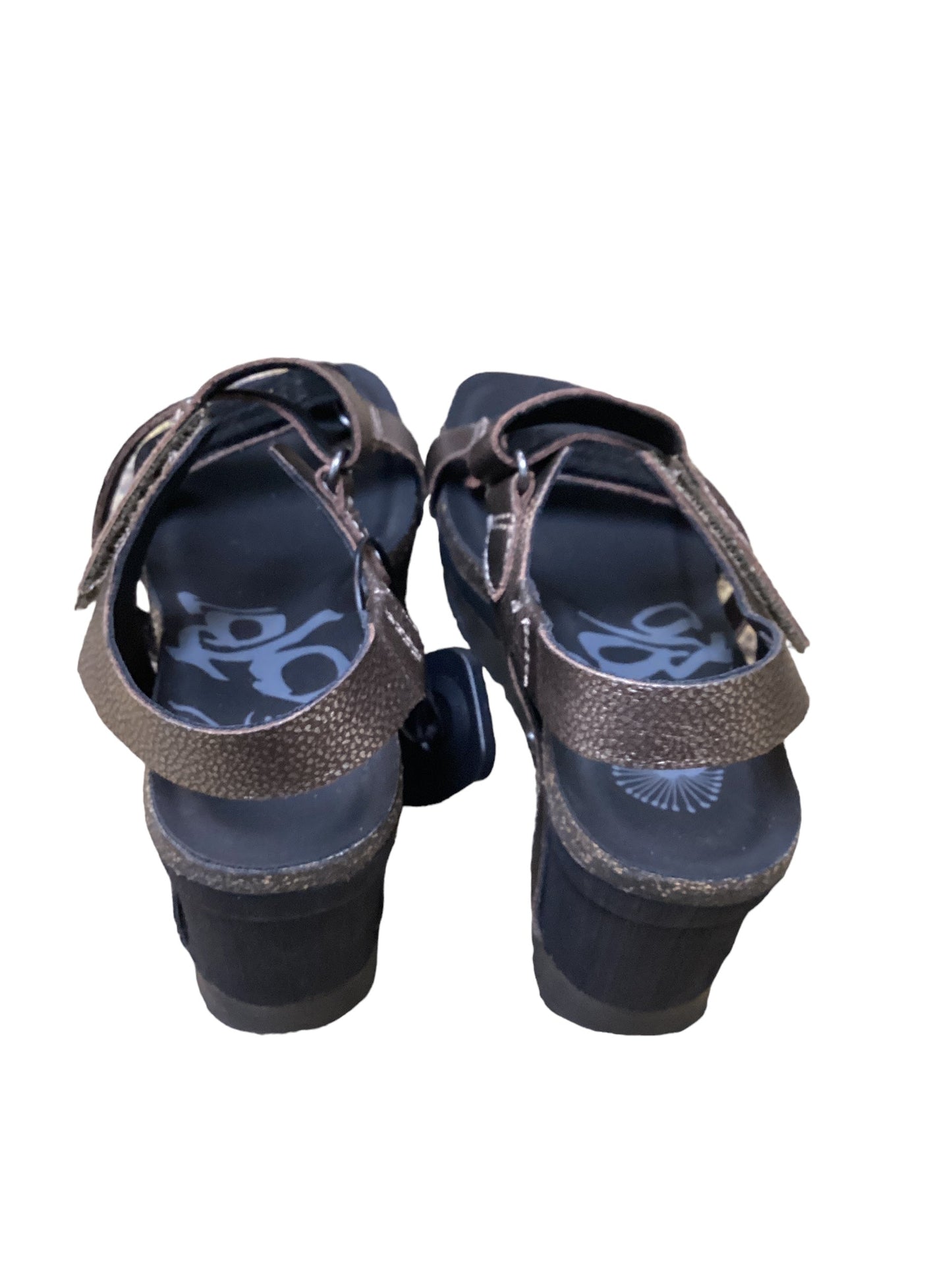 Black & Brown Sandals Heels Wedge Otbt, Size 6.5