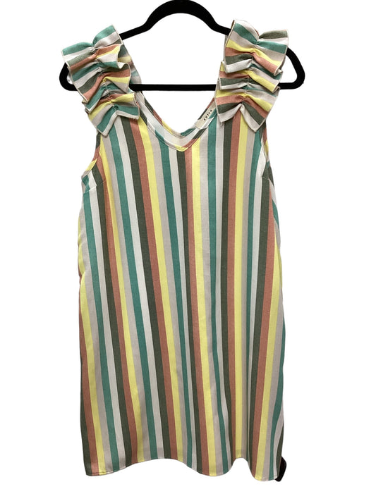 Striped Pattern Dress Casual Midi Entro, Size M