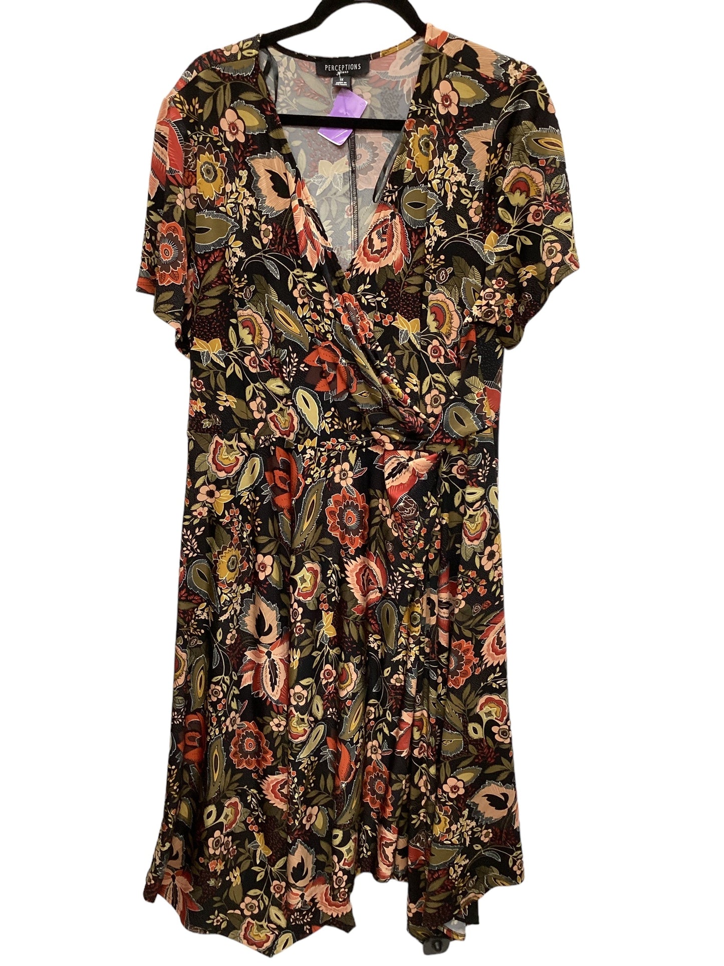 Floral Print Dress Casual Midi Perceptions, Size 1x