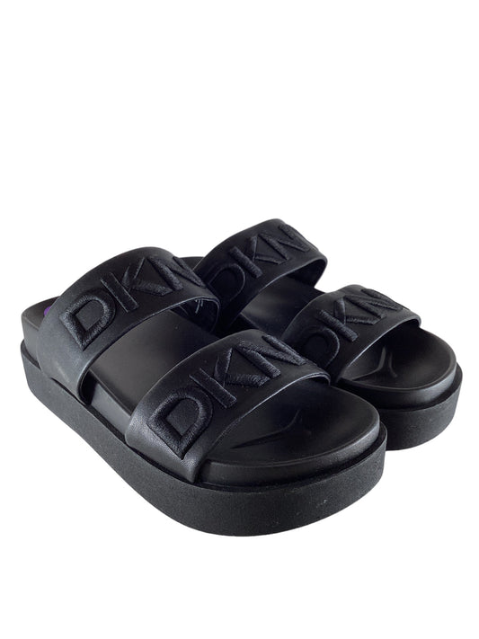 Black Sandals Flats Dkny, Size 8