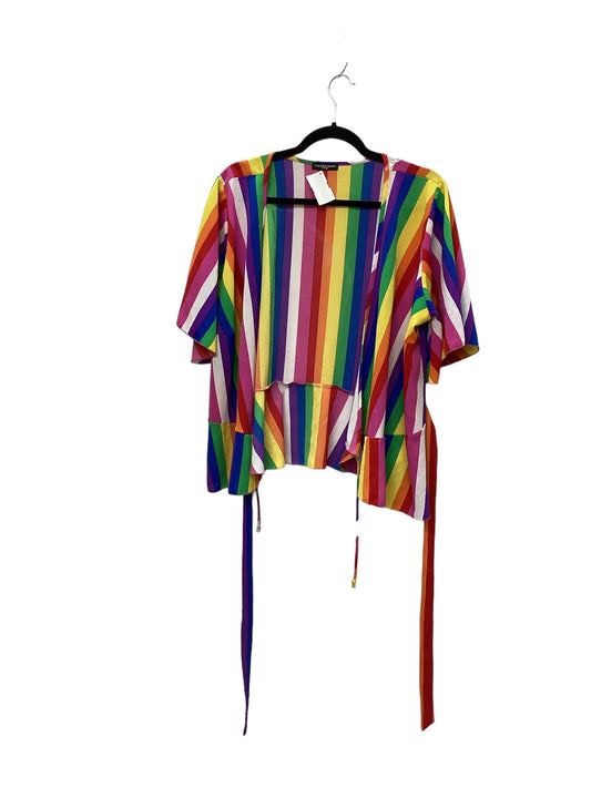 Rainbow Print Top Short Sleeve Cha Cha Vente, Size Xl