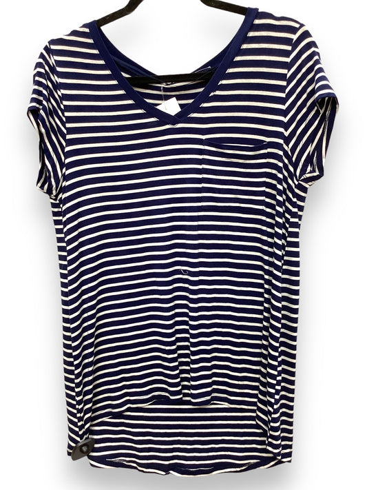 Striped Pattern Top Short Sleeve Basic Cable And Gauge, Size L