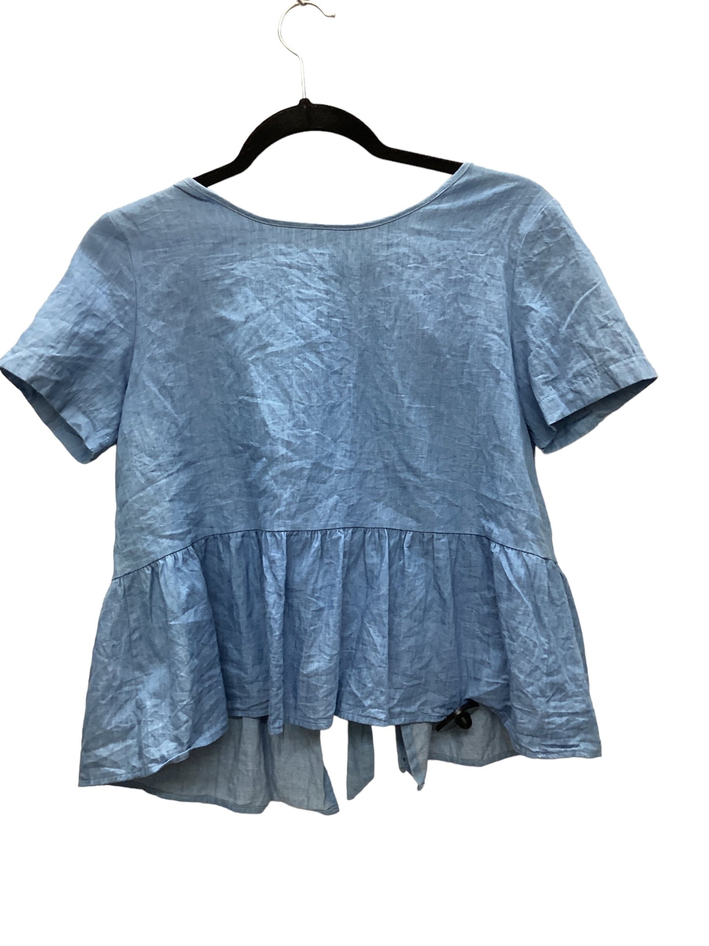 Blue Denim Top Short Sleeve Clothes Mentor, Size S