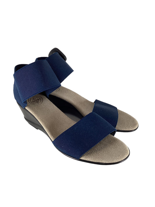 Blue Sandals Heels Wedge Cme, Size 8