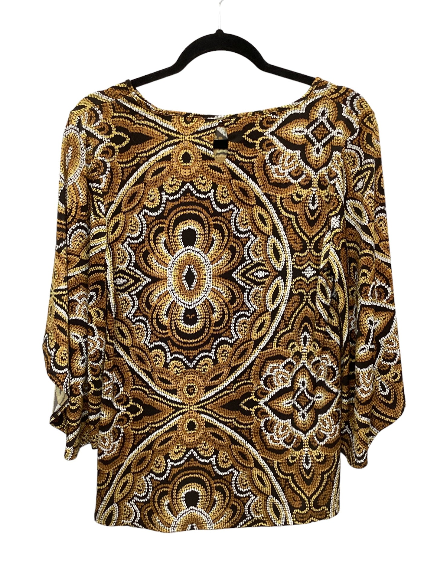 Top Long Sleeve By Chicos In Black & Brown, Size: 0