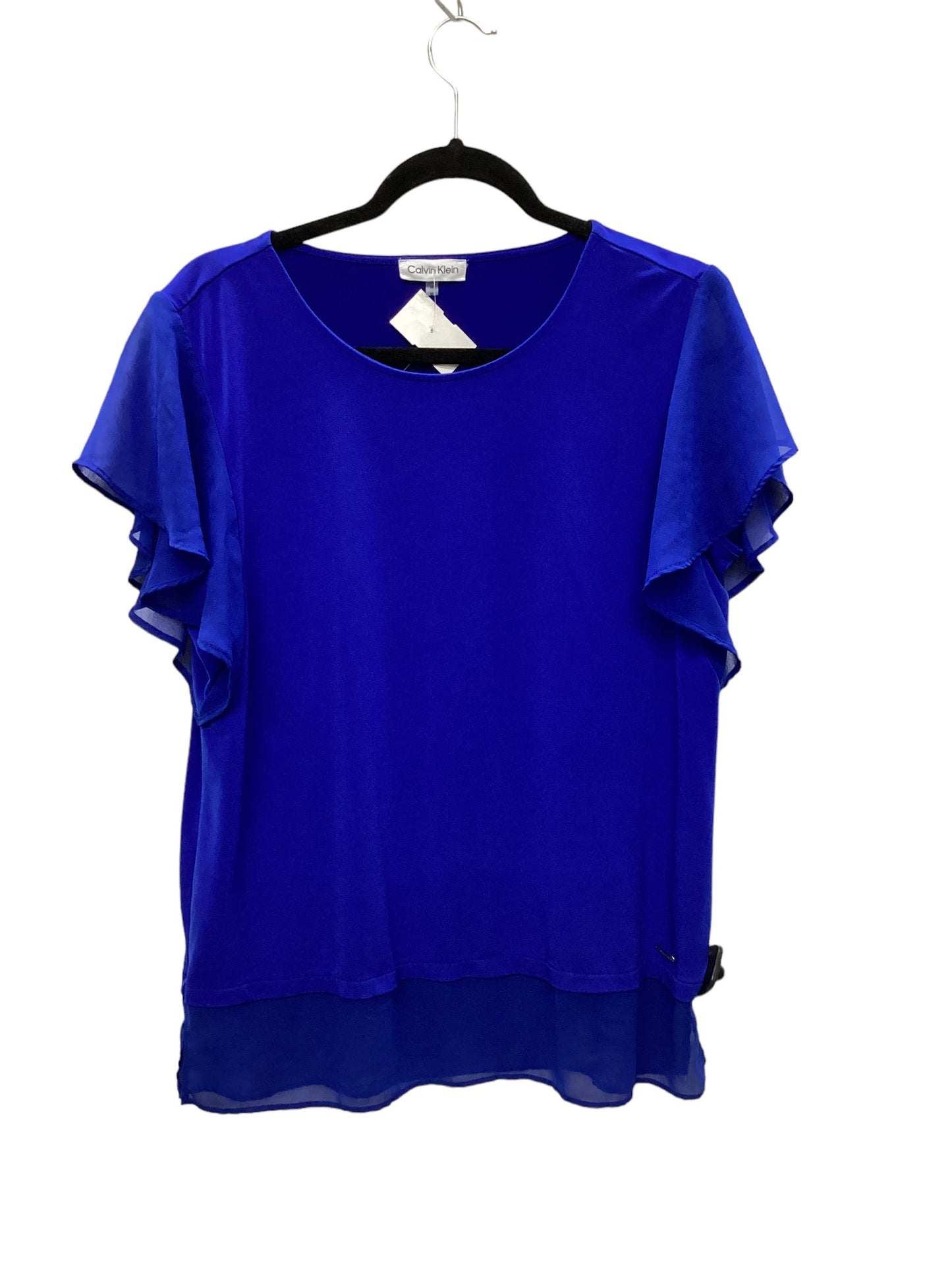 Top Short Sleeve By Calvin Klein In Blue, Size: M