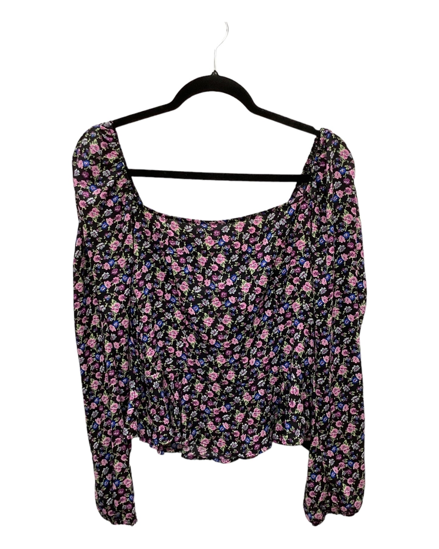 Top Long Sleeve By Miami In Floral Print, Size: L