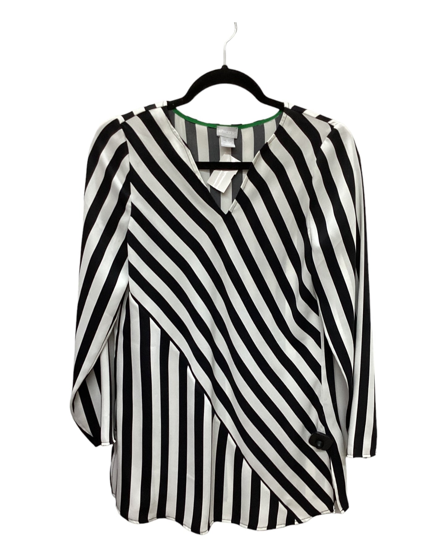 Top Long Sleeve By Chicos In Striped Pattern, Size: 0