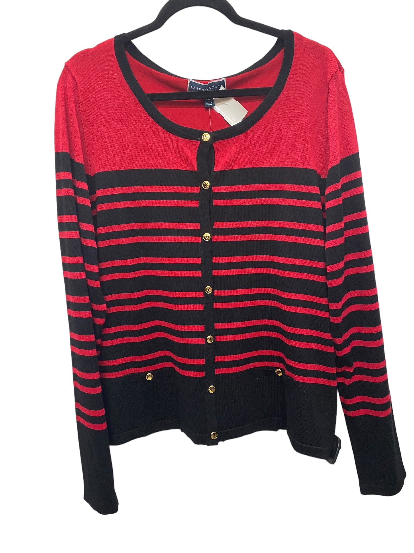 Sweater Cardigan By Karen Scott In Red, Size: Xxl