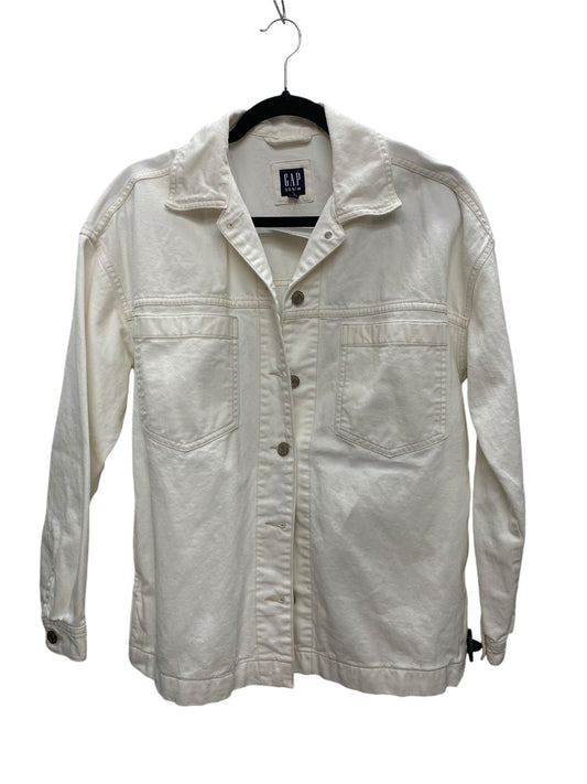 Jacket Denim By Gap In White Denim, Size: S