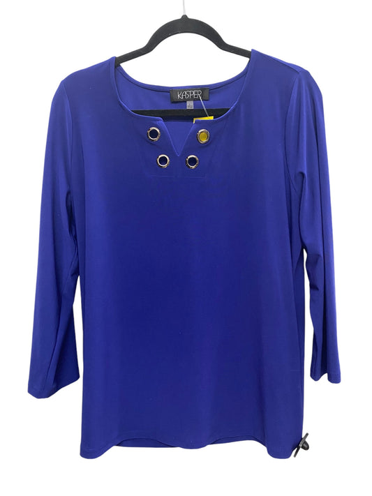 Top Long Sleeve By Kasper In Blue, Size: L