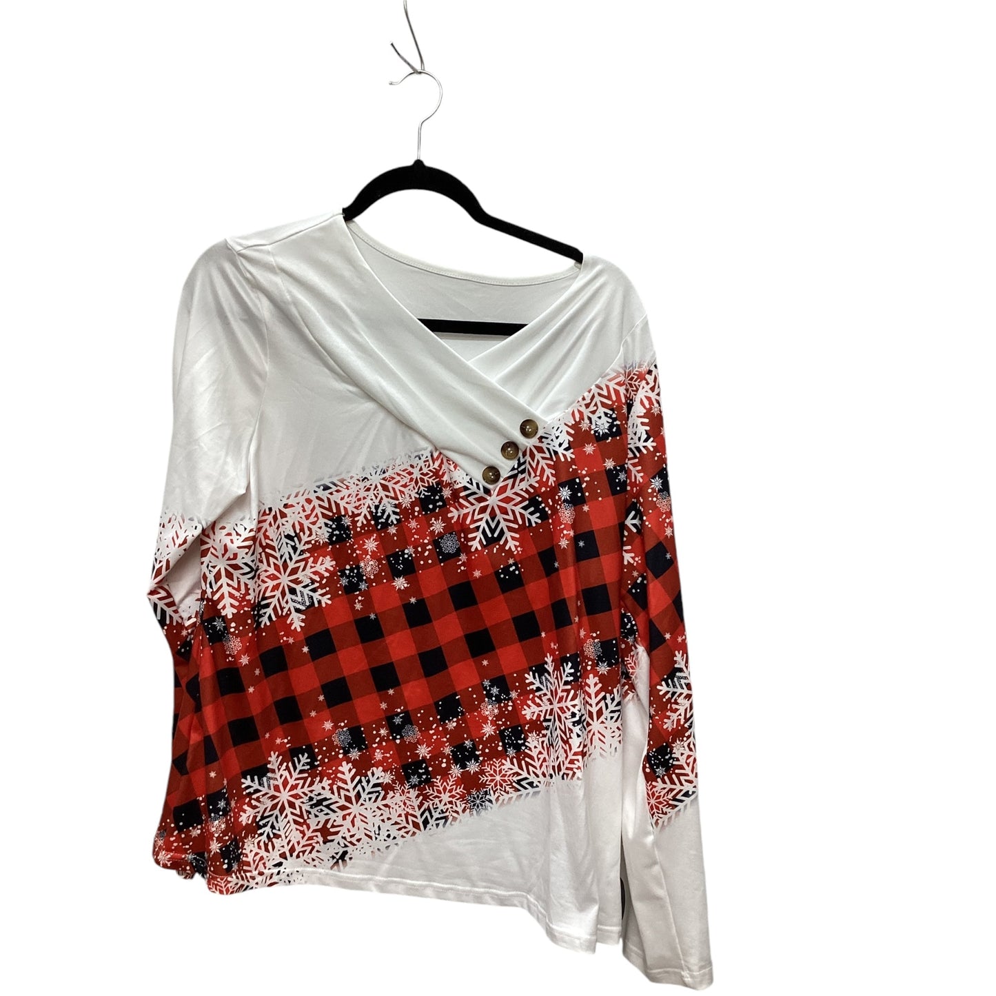 Top Long Sleeve By Cmf In Plaid Pattern, Size: L