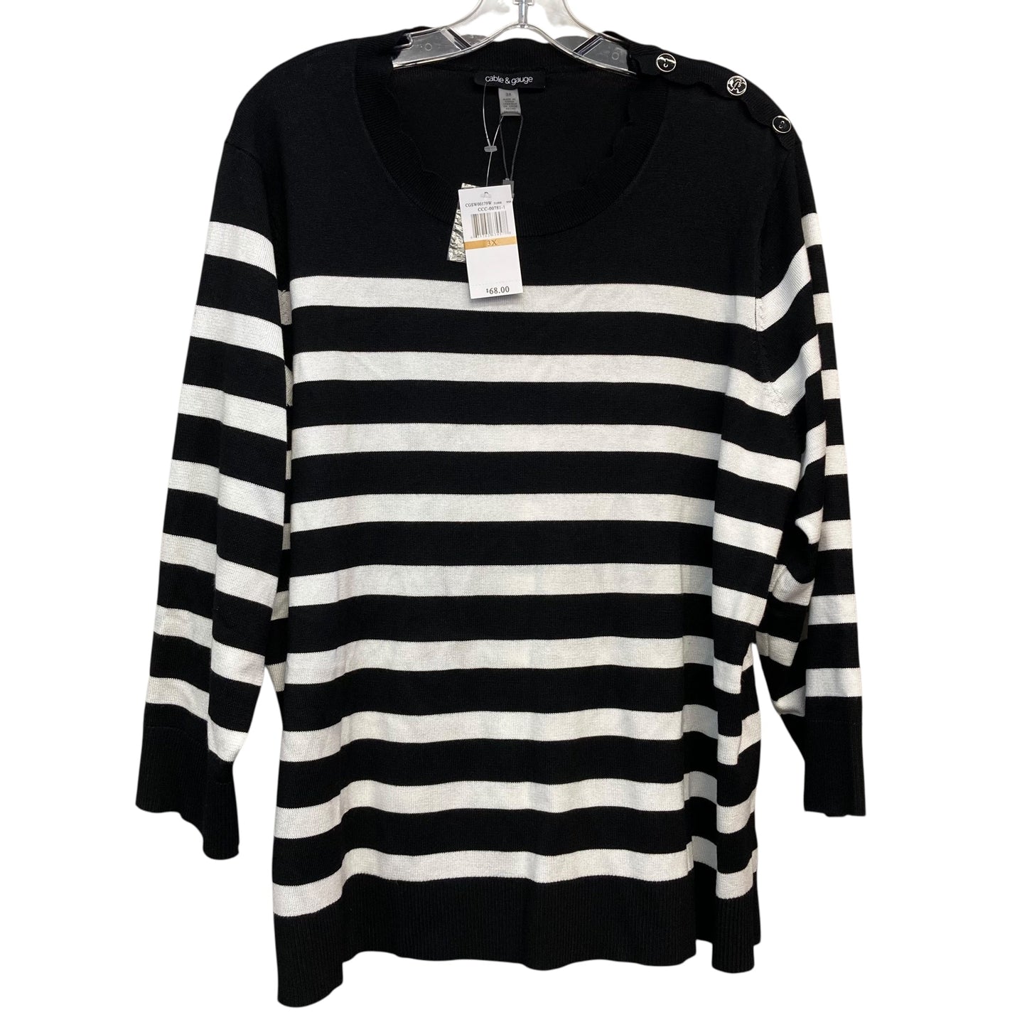 Top Ls By Cable And Gauge In Striped Pattern, Size:3X