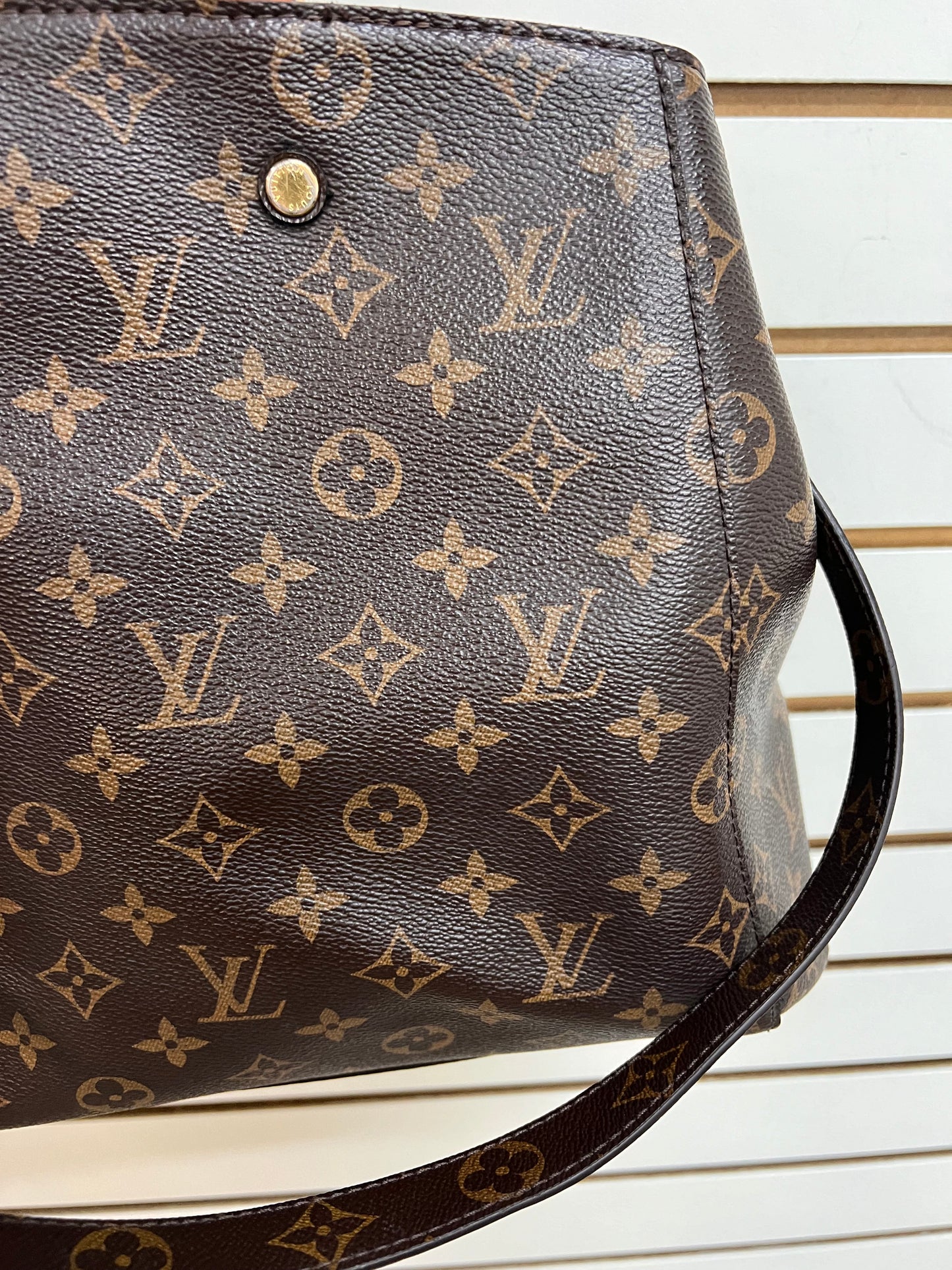 Handbag Luxury Designer By Louis Vuitton In Brown, Size:Large