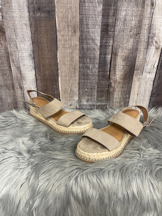 Tan Sandals Heels Wedge Universal Thread, Size 8.5