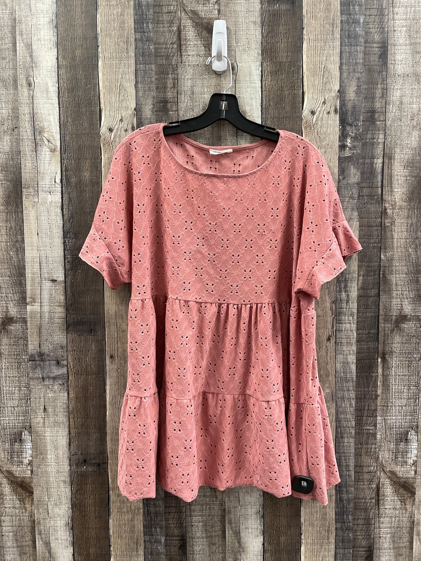 Top Short Sleeve By Chicsoul In Pink, Size: 2x