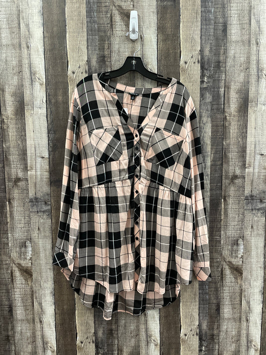 Top Long Sleeve By Torrid In Plaid Pattern, Size: 2x