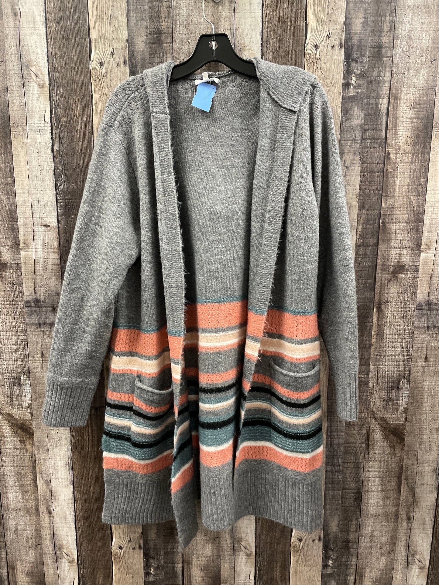 Cardigan By Maurices In Grey & Pink, Size: Xl