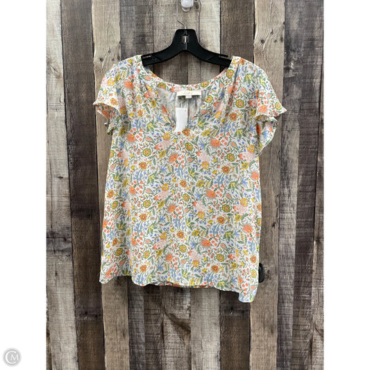 Top Short Sleeve By Loft In Floral Print, Size: S