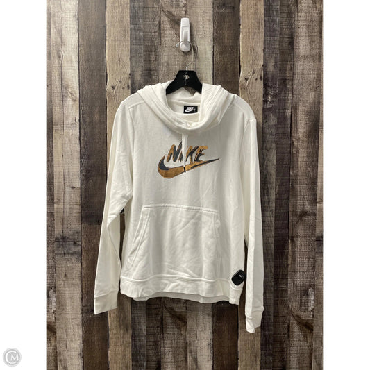 Athletic Sweatshirt Hoodie By Nike In White, Size: M