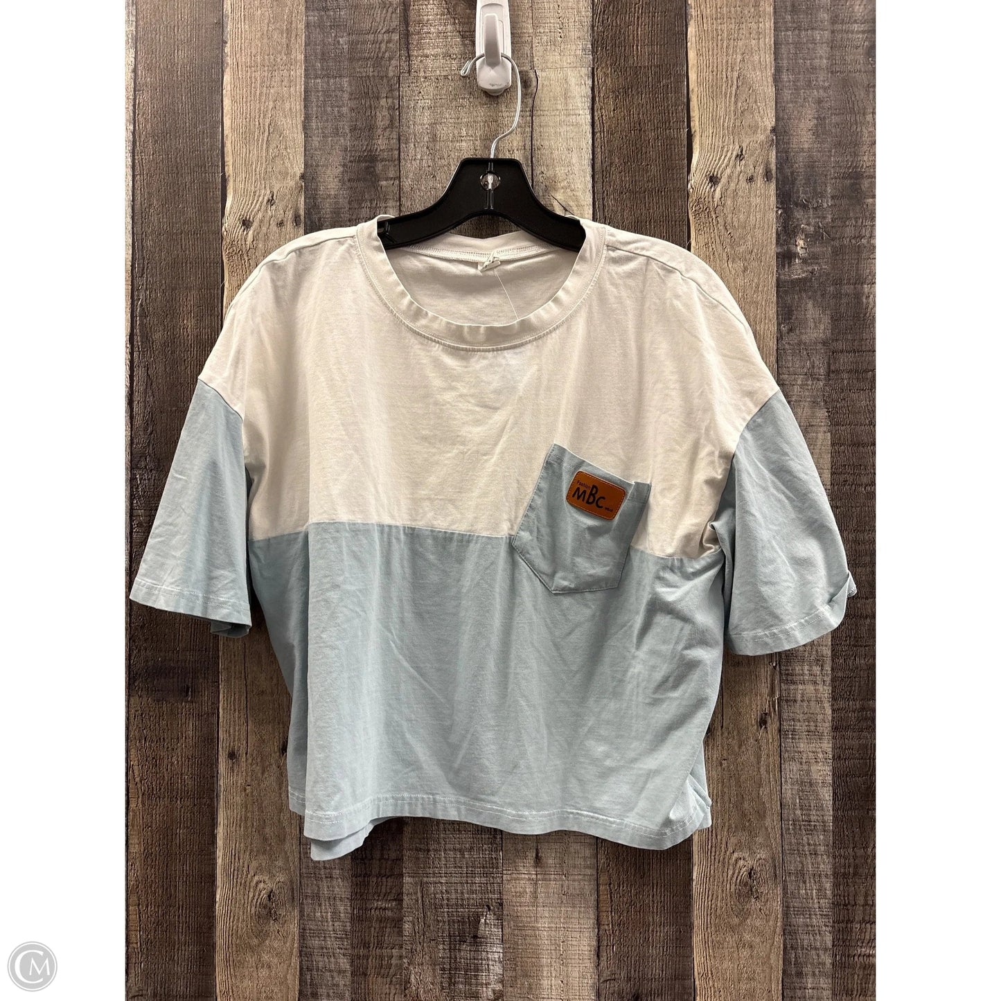 Top Short Sleeve By Cme In Blue & White, Size: M