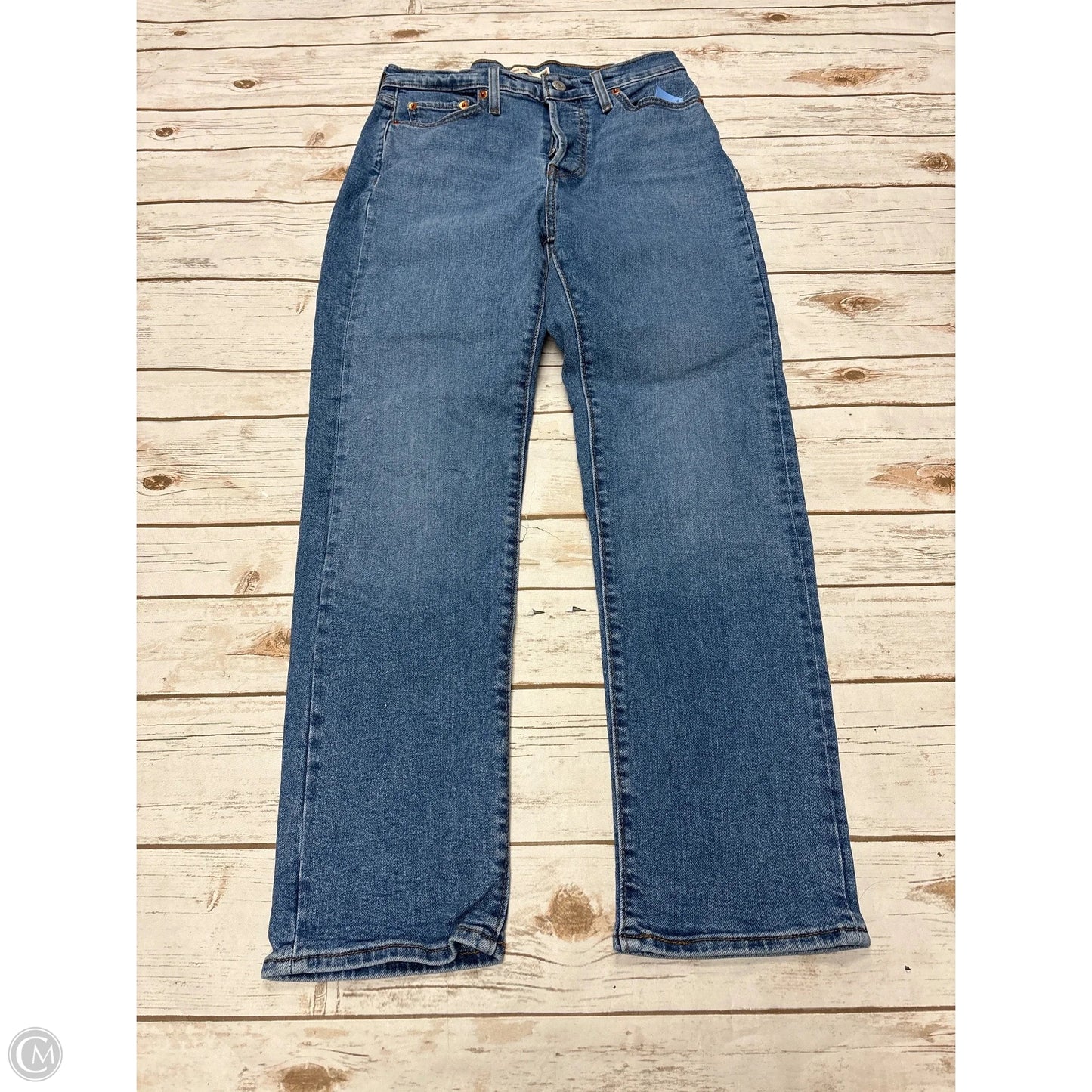Jeans Straight By Levis In Blue Denim, Size: 28