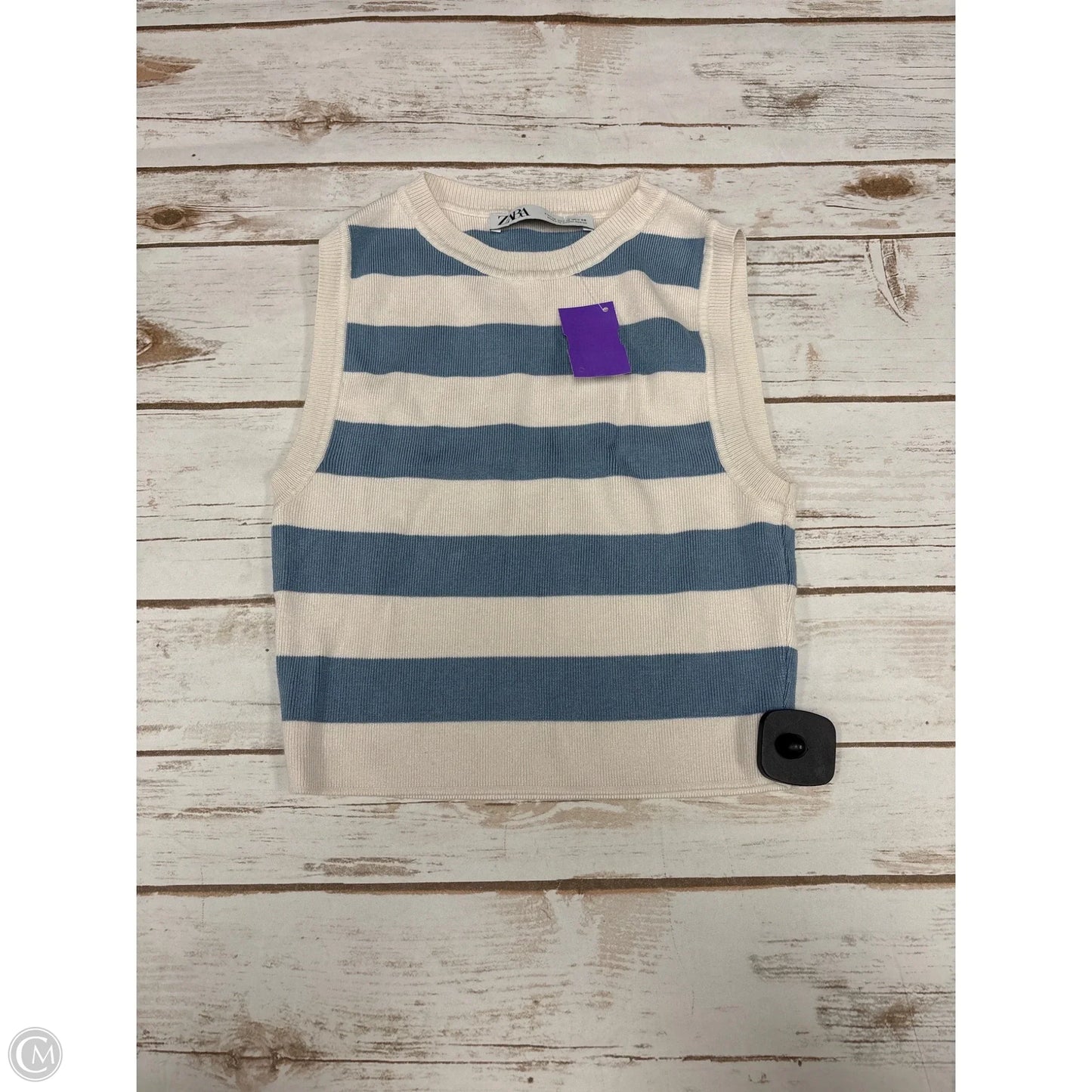 Top Sleeveless By Zara In Striped Pattern, Size: M