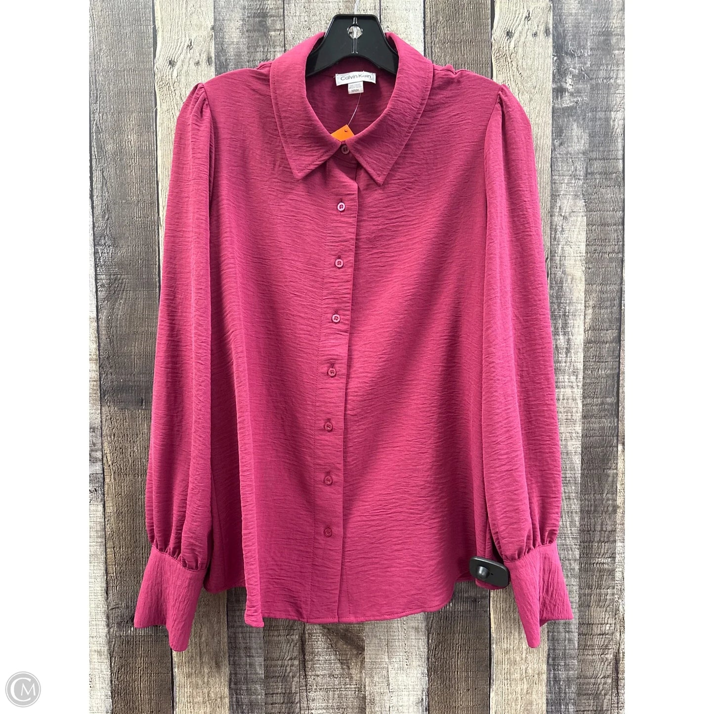 Top Long Sleeve By Calvin Klein In Red, Size: M