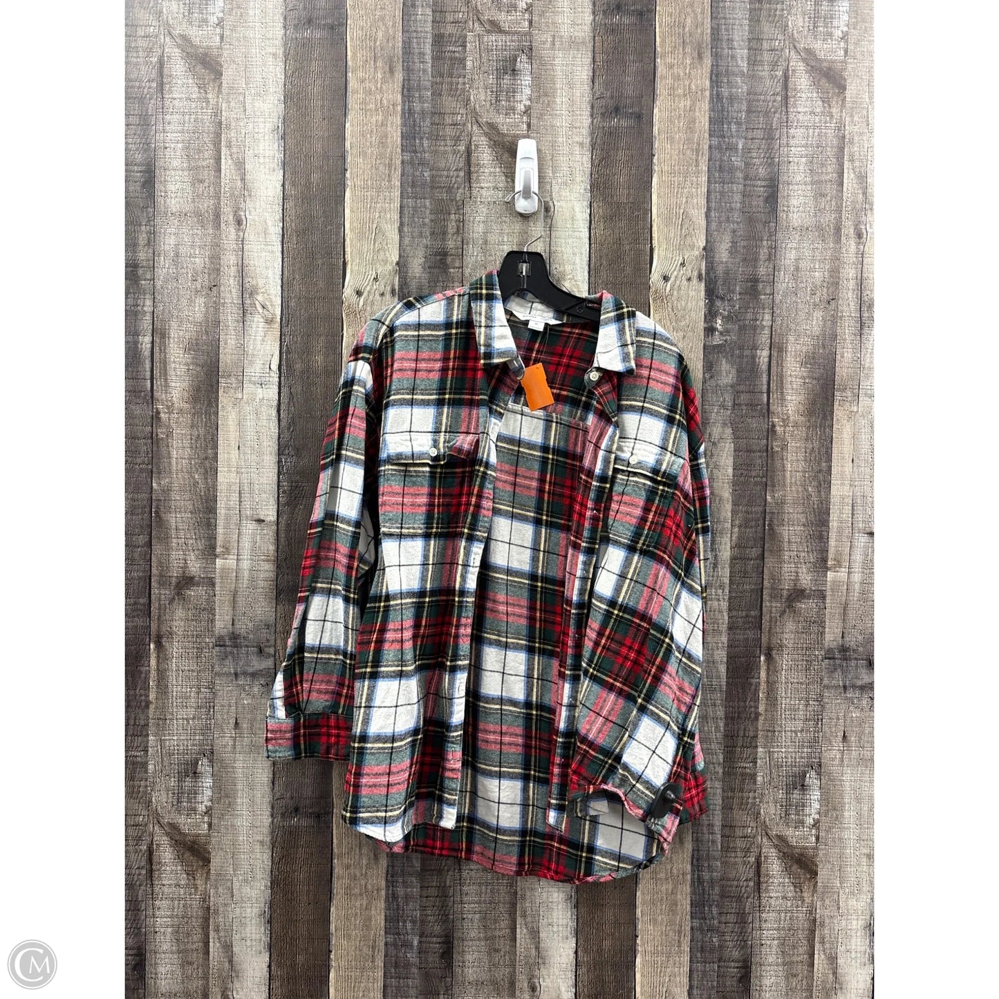 Top Long Sleeve By Old Navy In Plaid Pattern, Size: Xl