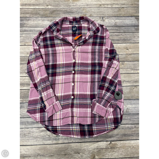 Top Long Sleeve By Gap In Plaid Pattern, Size: M