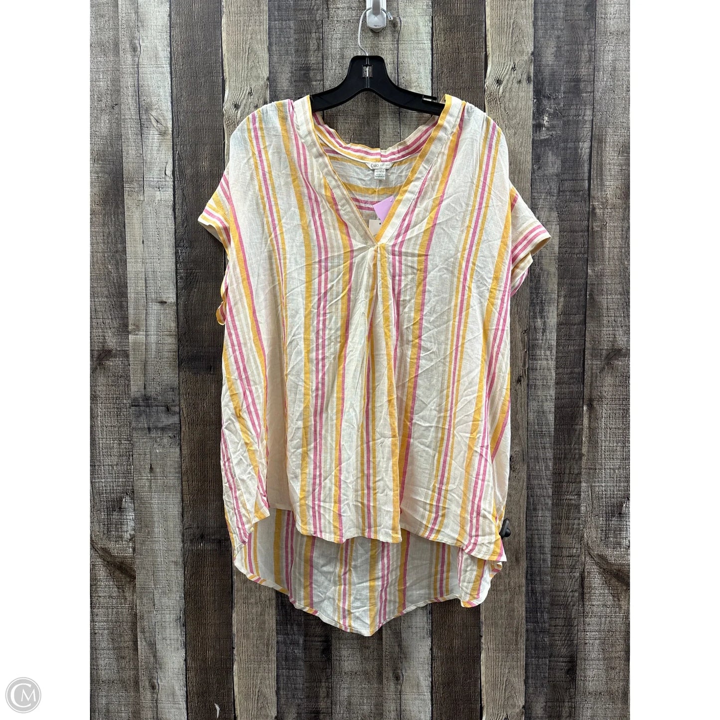 Top Short Sleeve By Cato In Striped Pattern, Size: 14