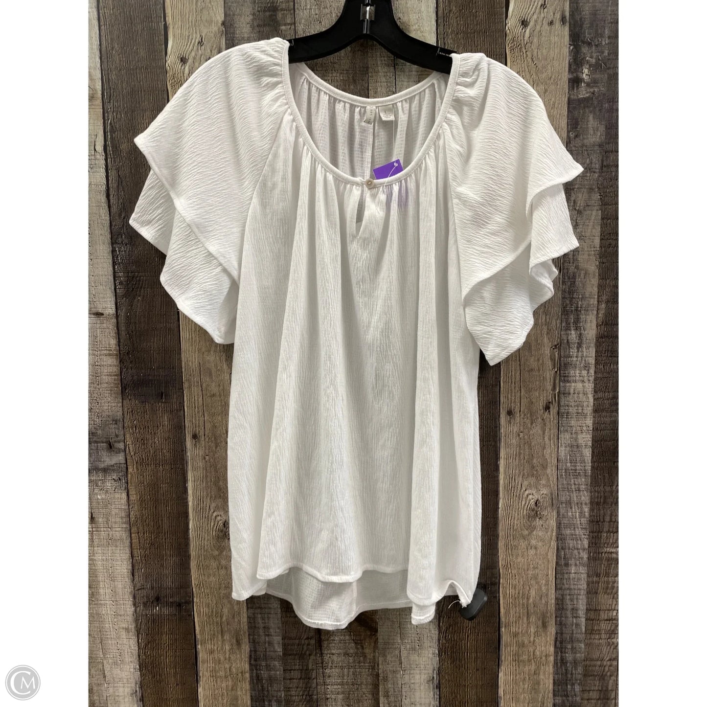 Top Short Sleeve By Cato In White, Size: L