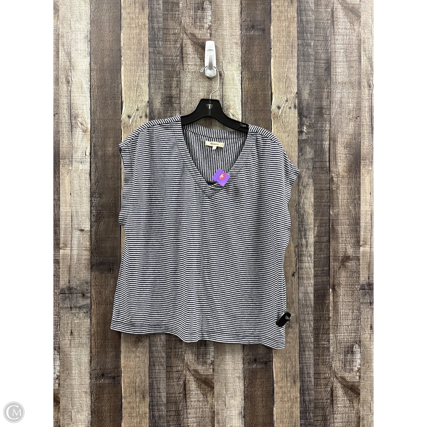 Top Short Sleeve By Madewell In Striped Pattern, Size: M