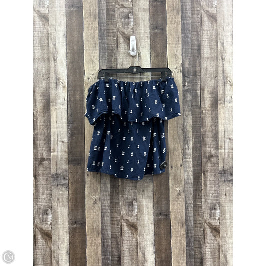 Top Short Sleeve By Loft In Blue & White, Size: M